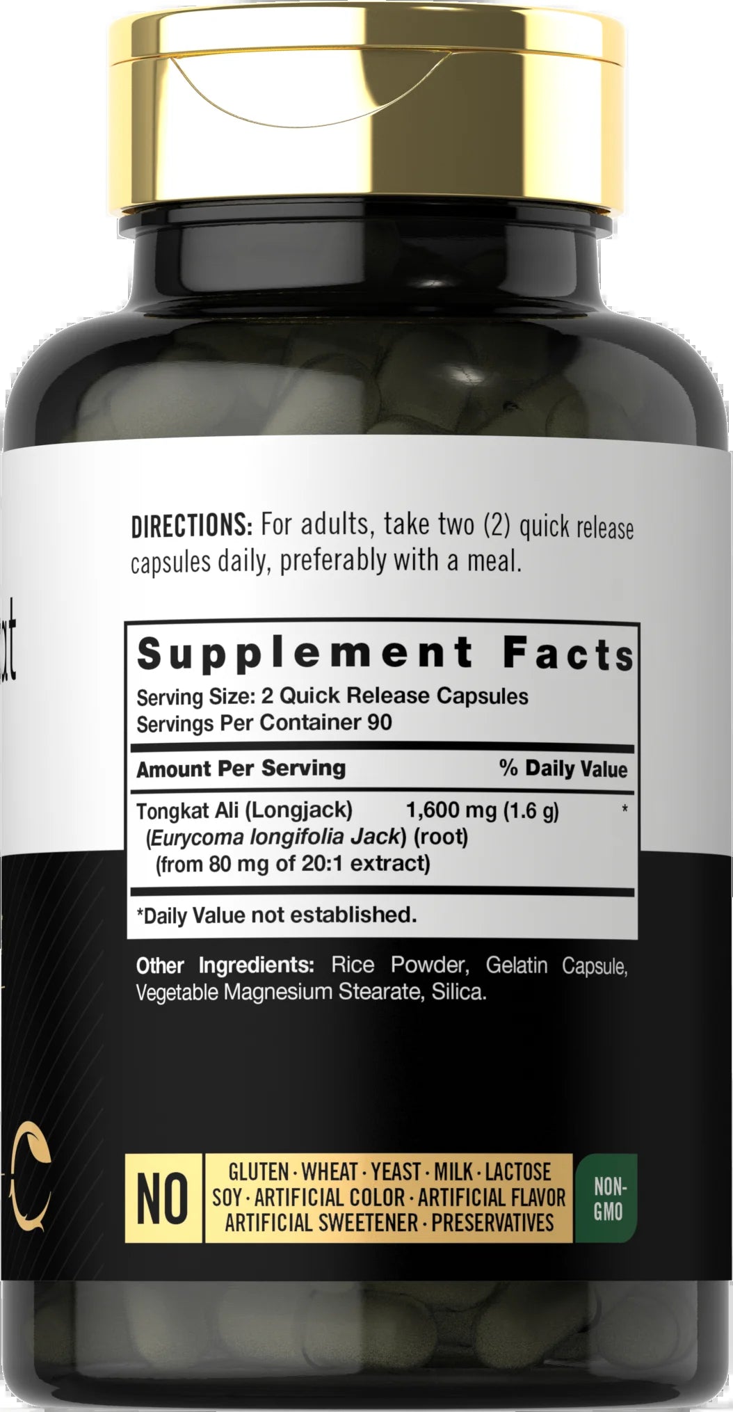 Tongkat Ali 1600mg Capsules | 180 Count | Non-GMO & Gluten-Free Supplement