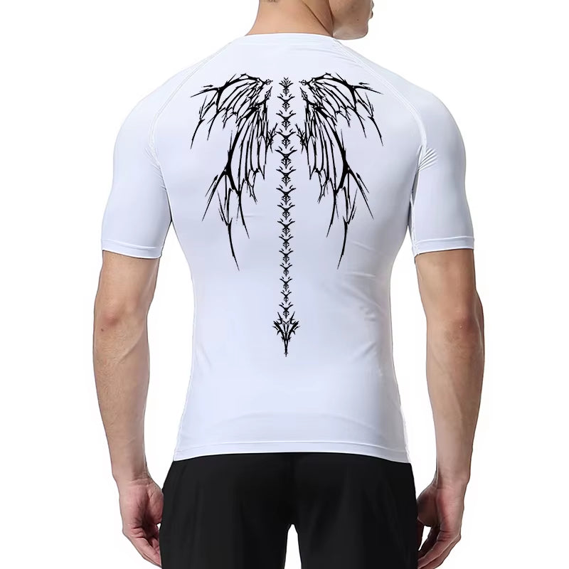 Graphic Compression Shirts for Men Short Sleeve Rash Guard Gym Workout Tshirt Tees Athletic Quick Dry Baselayer Undershirts Tops