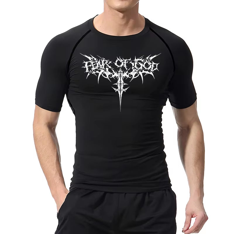 Graphic Compression Shirts for Men Short Sleeve Rash Guard Gym Workout Tshirt Tees Athletic Quick Dry Baselayer Undershirts Tops