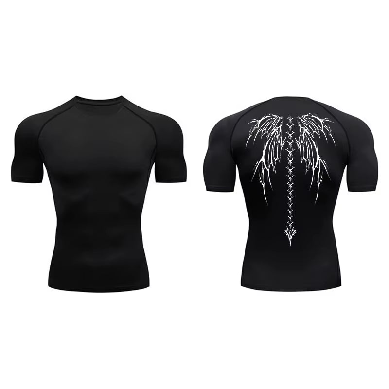 Graphic Compression Shirts for Men Short Sleeve Rash Guard Gym Workout Tshirt Tees Athletic Quick Dry Baselayer Undershirts Tops