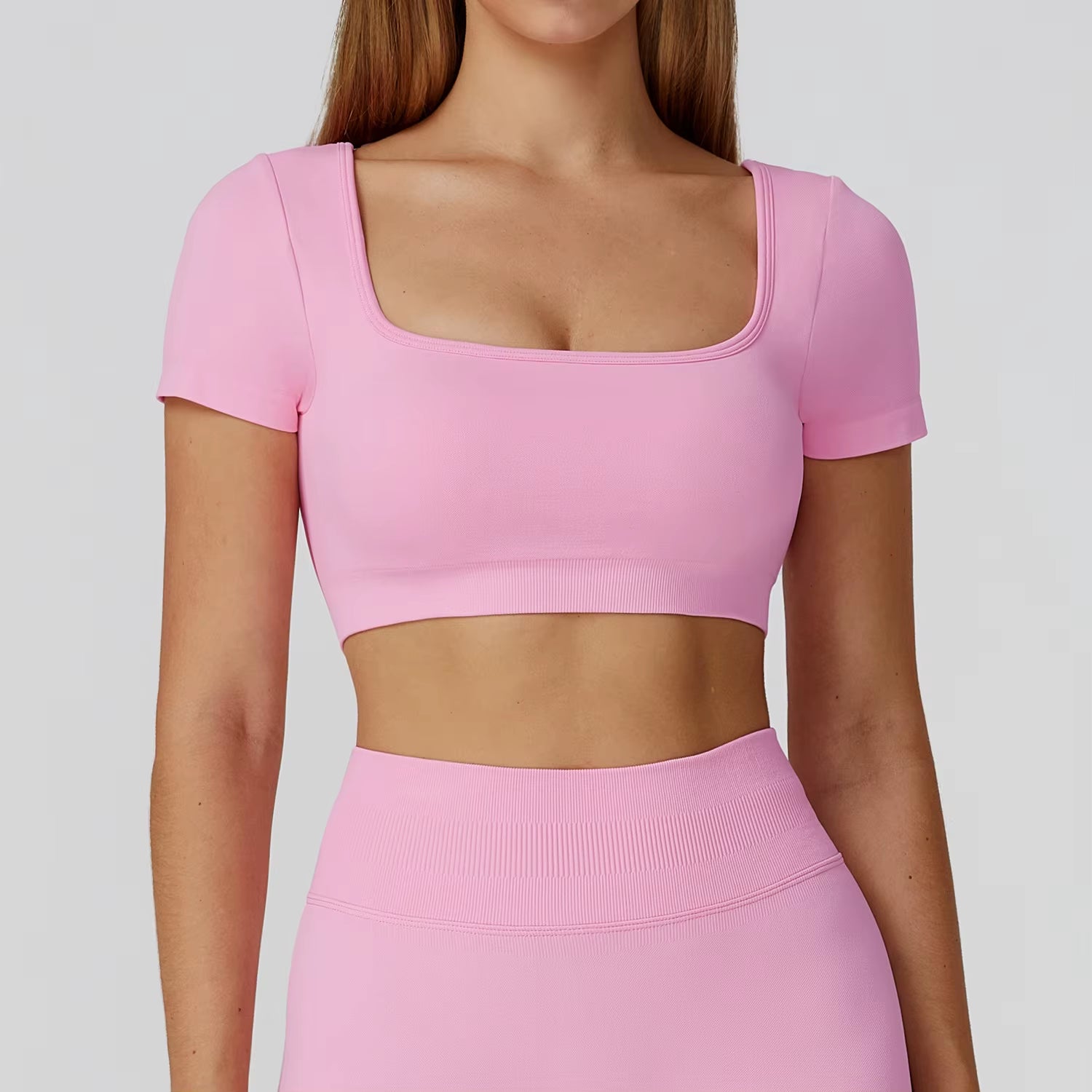 Sports Top Woman Gym Clothing Seamless Short Sleeves Casual Pilates Fitness Yoga Shirts Breathable Workout Sportswear