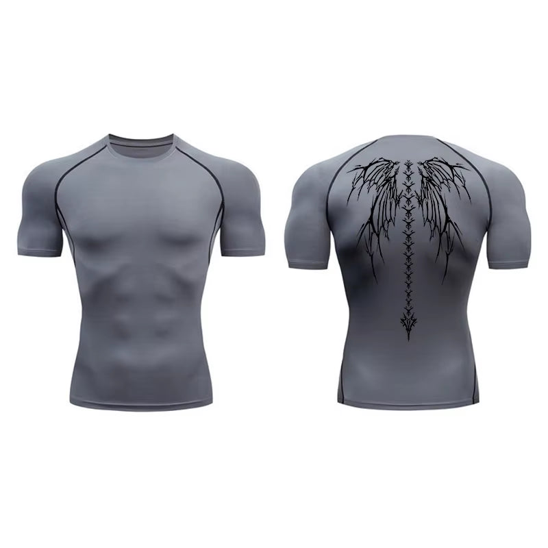 Graphic Compression Shirts for Men Short Sleeve Rash Guard Gym Workout Tshirt Tees Athletic Quick Dry Baselayer Undershirts Tops