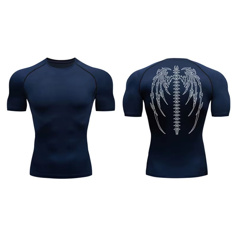 Graphic Compression Shirts for Men Short Sleeve Rash Guard Gym Workout Tshirt Tees Athletic Quick Dry Baselayer Undershirts Tops