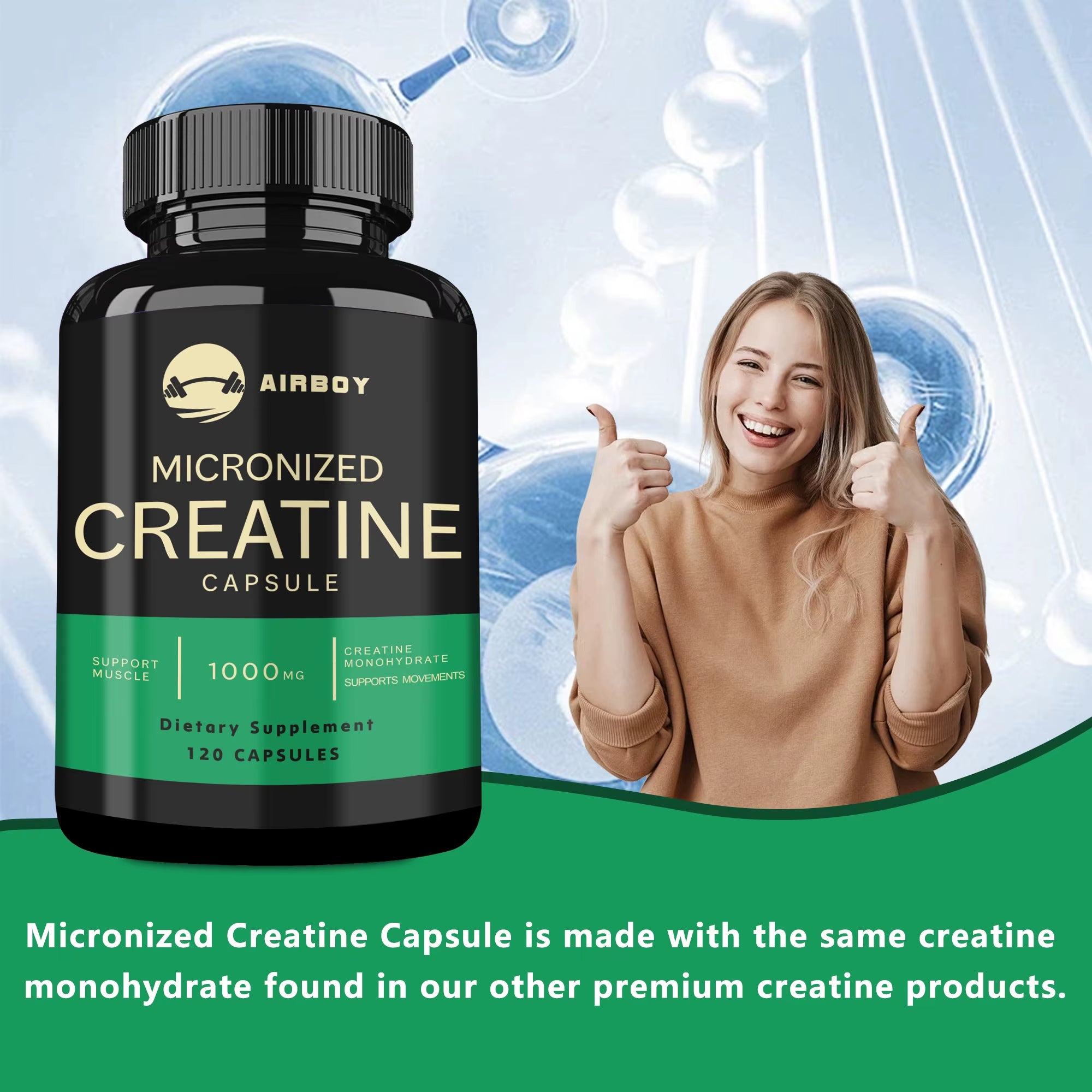 Micronized Creatine Capsules - for Muscle Endurance, Build Muscle & Enhance Performance - 120 Capsules