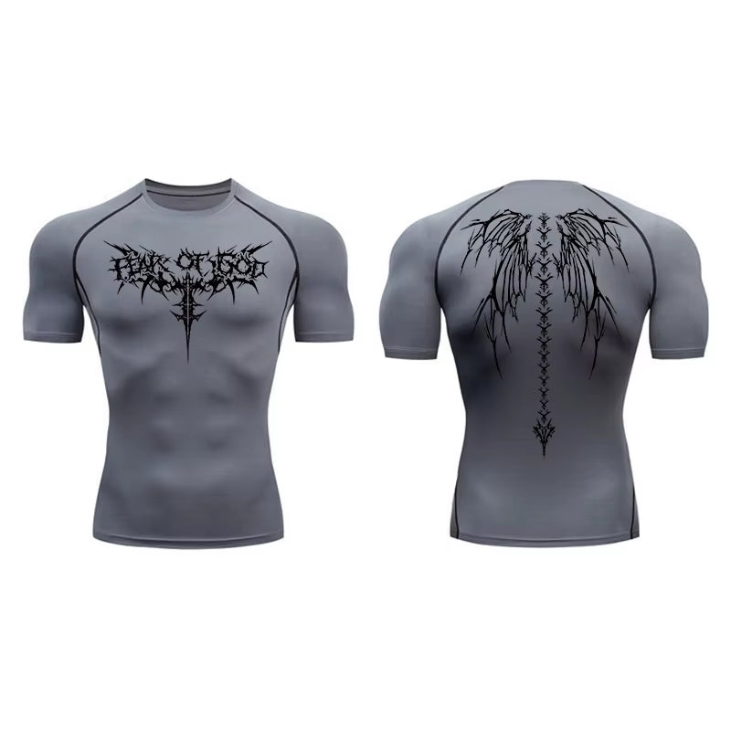 Graphic Compression Shirts for Men Short Sleeve Rash Guard Gym Workout Tshirt Tees Athletic Quick Dry Baselayer Undershirts Tops