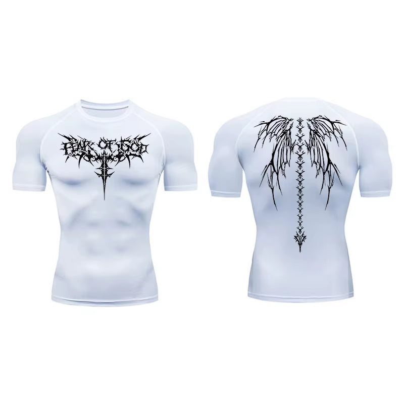 Graphic Compression Shirts for Men Short Sleeve Rash Guard Gym Workout Tshirt Tees Athletic Quick Dry Baselayer Undershirts Tops