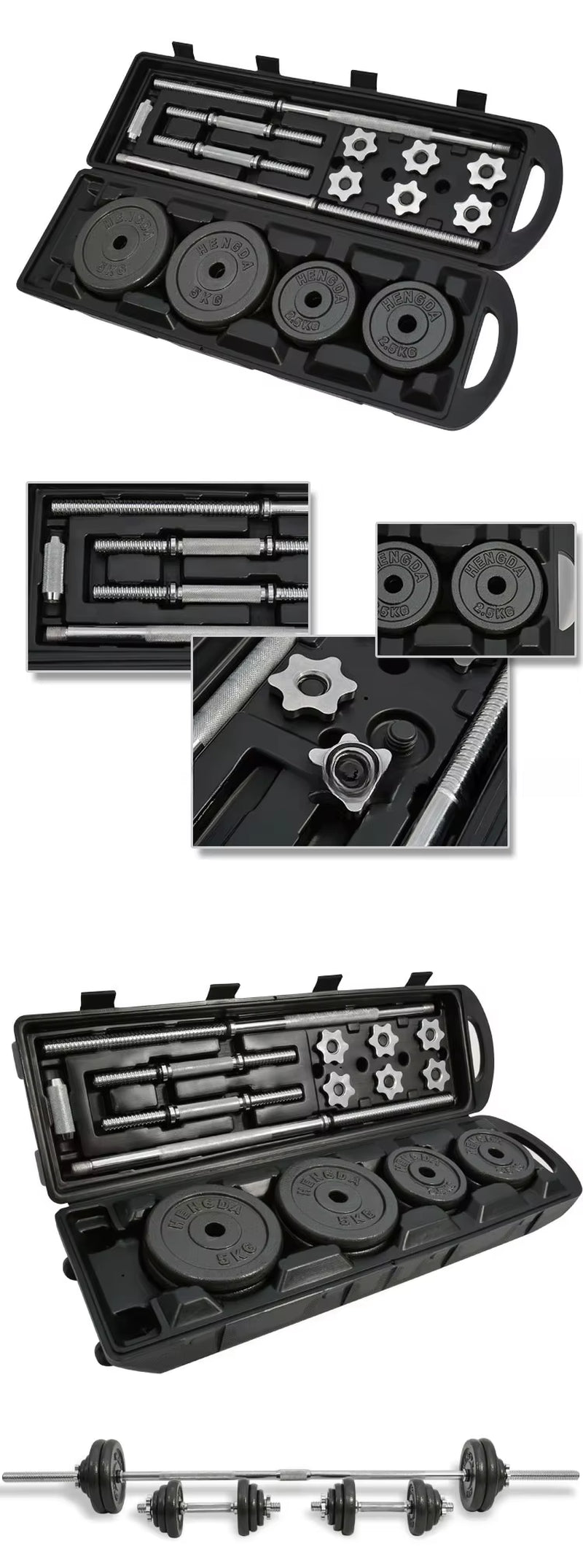 Factory Cast Iron Sales Gym Free Strength Weight Training Connector Option Dumbells Adjustable 50Kg Barbell Dumbbells