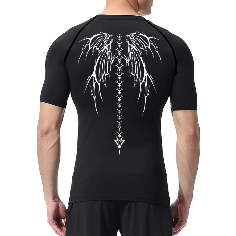 Graphic Compression Shirts for Men Short Sleeve Rash Guard Gym Workout Tshirt Tees Athletic Quick Dry Baselayer Undershirts Tops