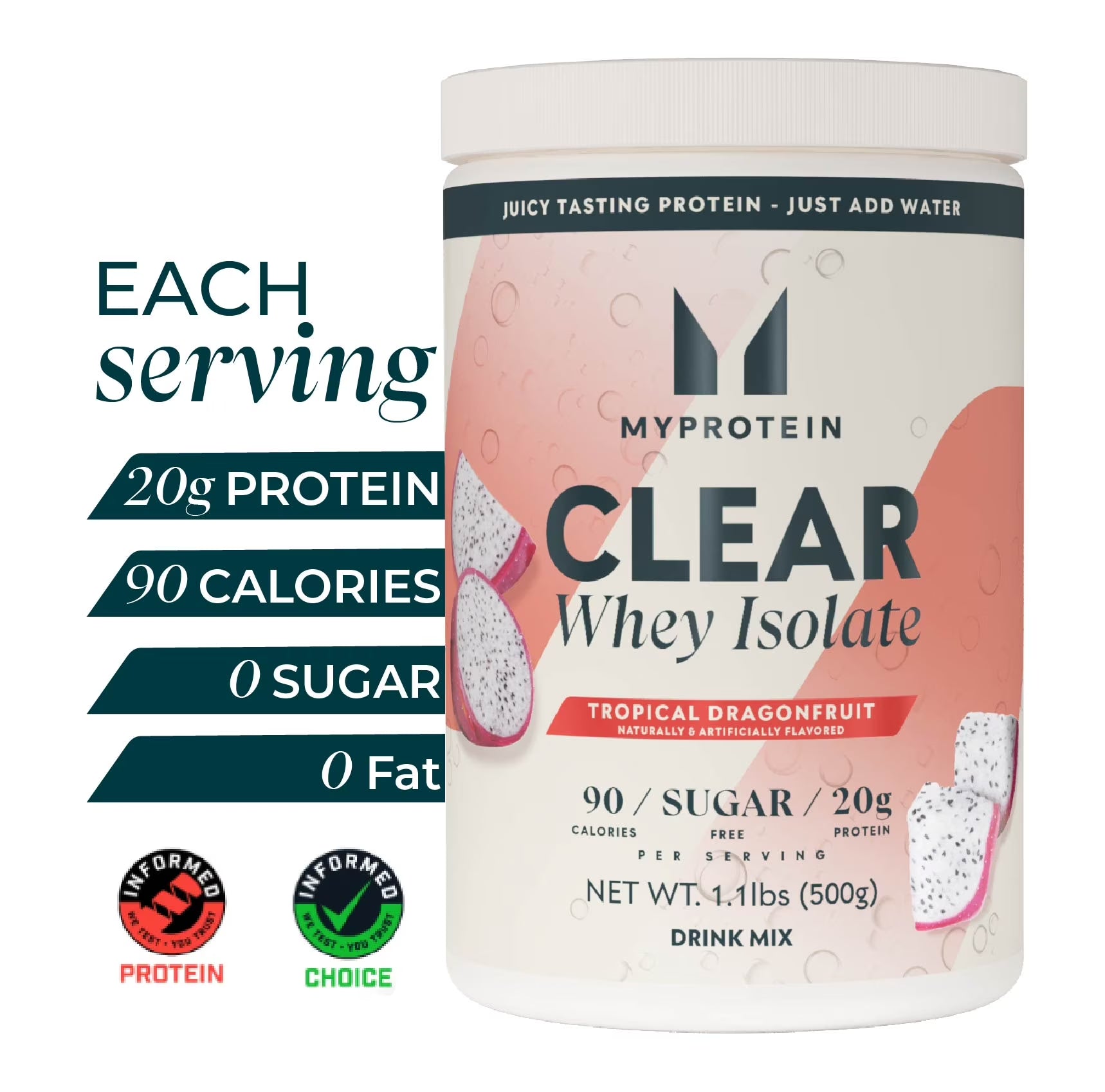 Clear Whey Isolate Protein Powder, Tropical Dragonfruit, 20 Servings, Muscle Builder