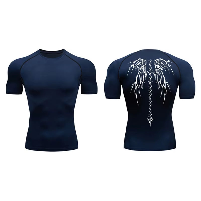 Graphic Compression Shirts for Men Short Sleeve Rash Guard Gym Workout Tshirt Tees Athletic Quick Dry Baselayer Undershirts Tops