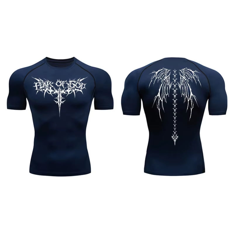 Graphic Compression Shirts for Men Short Sleeve Rash Guard Gym Workout Tshirt Tees Athletic Quick Dry Baselayer Undershirts Tops