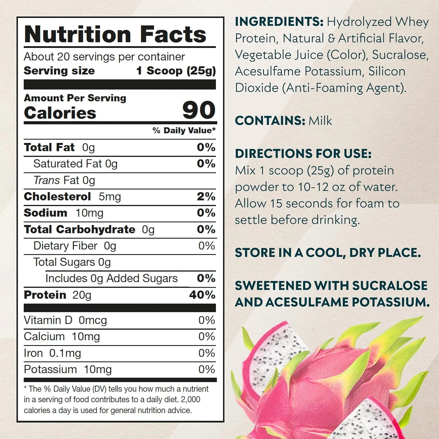 Clear Whey Isolate Protein Powder, Tropical Dragonfruit, 20 Servings, Muscle Builder