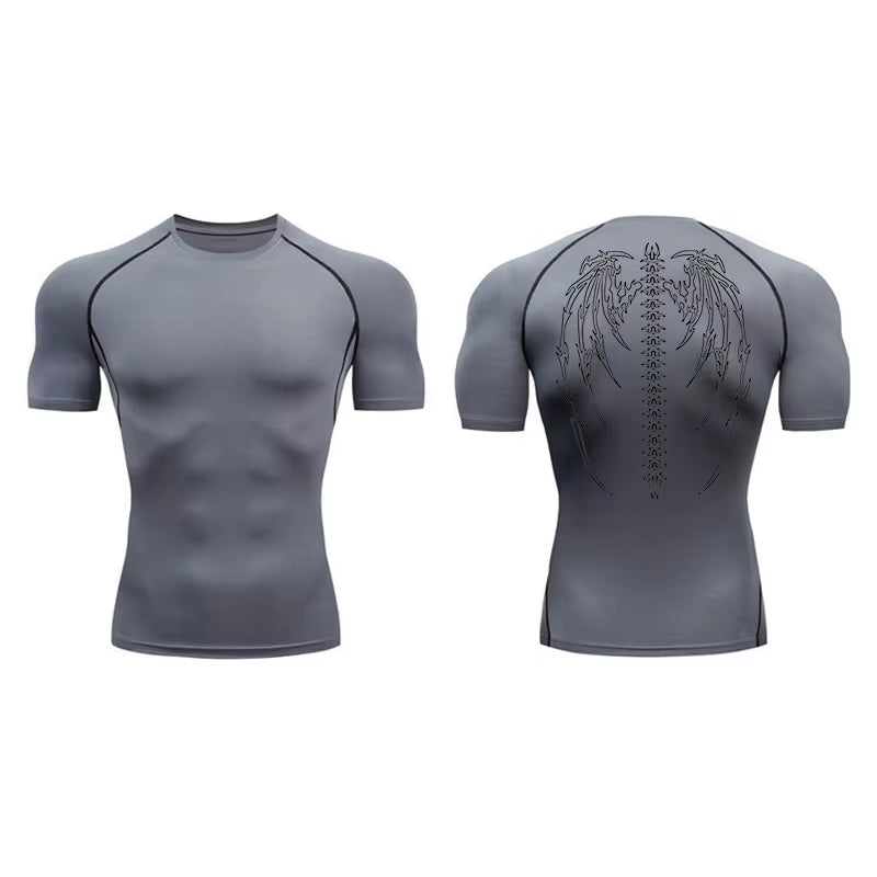 Graphic Compression Shirts for Men Short Sleeve Rash Guard Gym Workout Tshirt Tees Athletic Quick Dry Baselayer Undershirts Tops