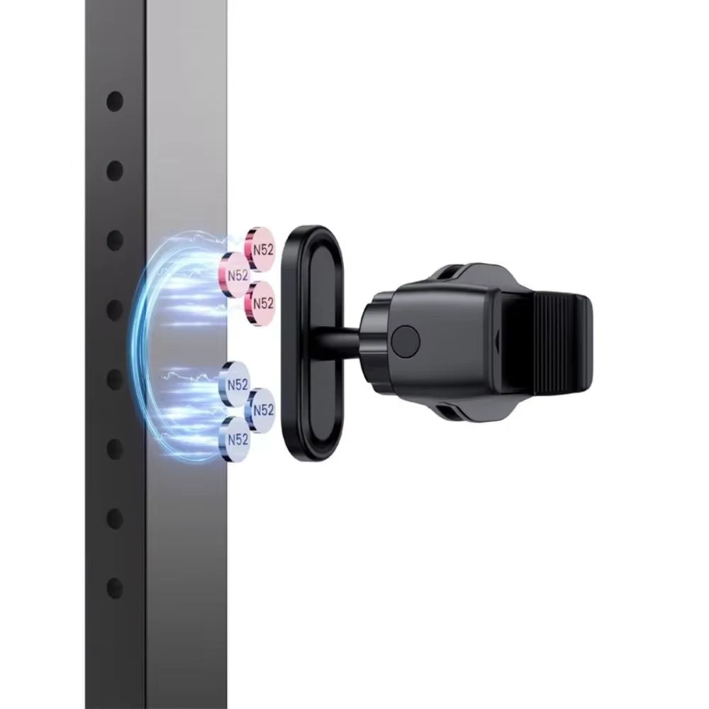 360 Rotatable Gym Magnetic Phone Holder Magnetic Base Joint Phone Mount Adjustable Phone Clip Bracket 4.7-6.5" Smartphones