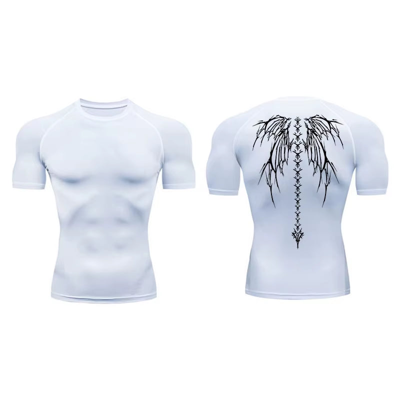 Graphic Compression Shirts for Men Short Sleeve Rash Guard Gym Workout Tshirt Tees Athletic Quick Dry Baselayer Undershirts Tops